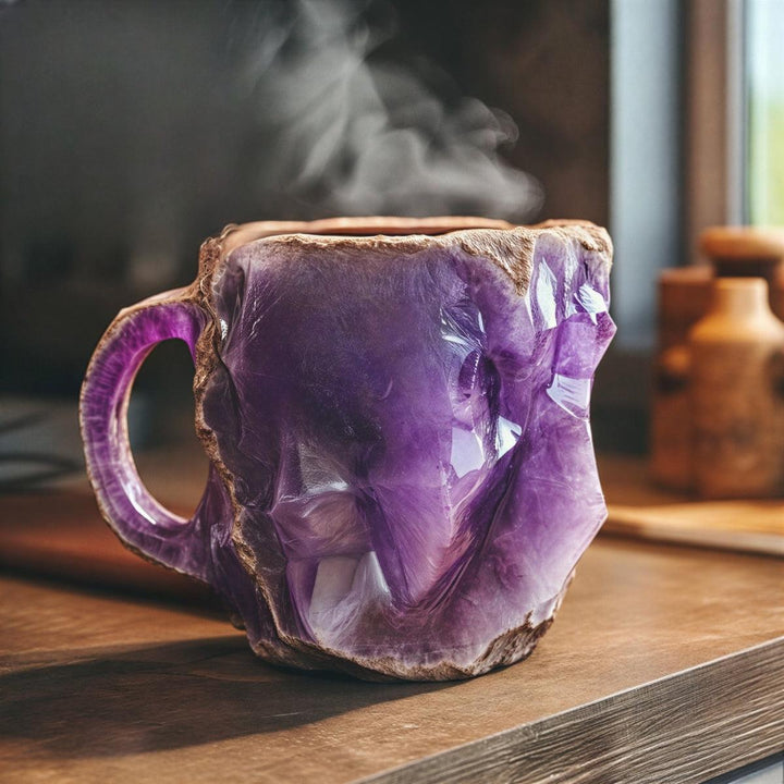 Aesthetic Crystal Styled Coffee Cup With Textured Geode Pattern