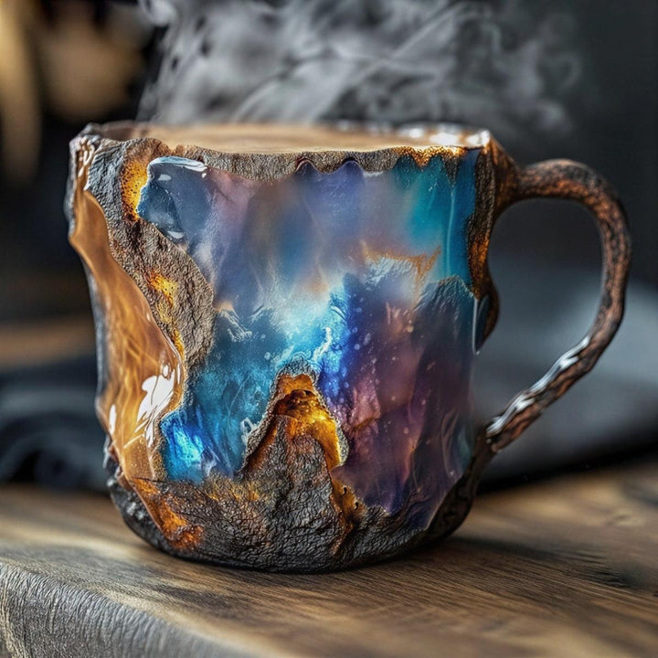Aesthetic Crystal Styled Coffee Cup With Textured Geode Pattern