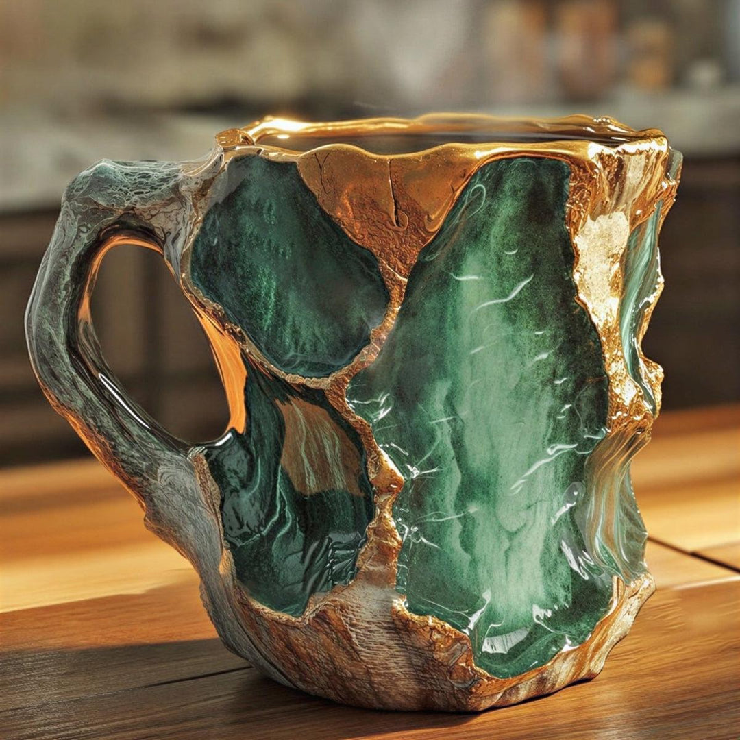 Aesthetic Crystal Styled Coffee Cup With Textured Geode Pattern