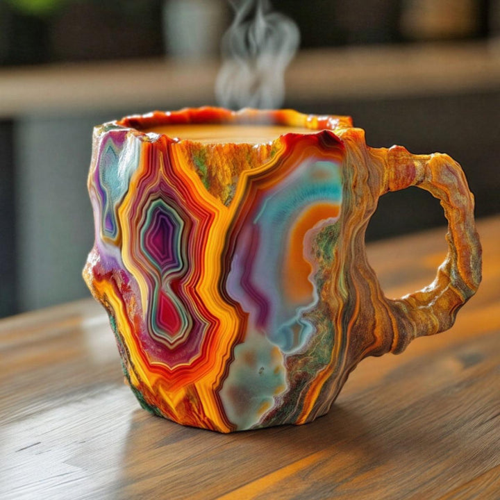 Aesthetic Crystal Styled Coffee Cup With Textured Geode Pattern