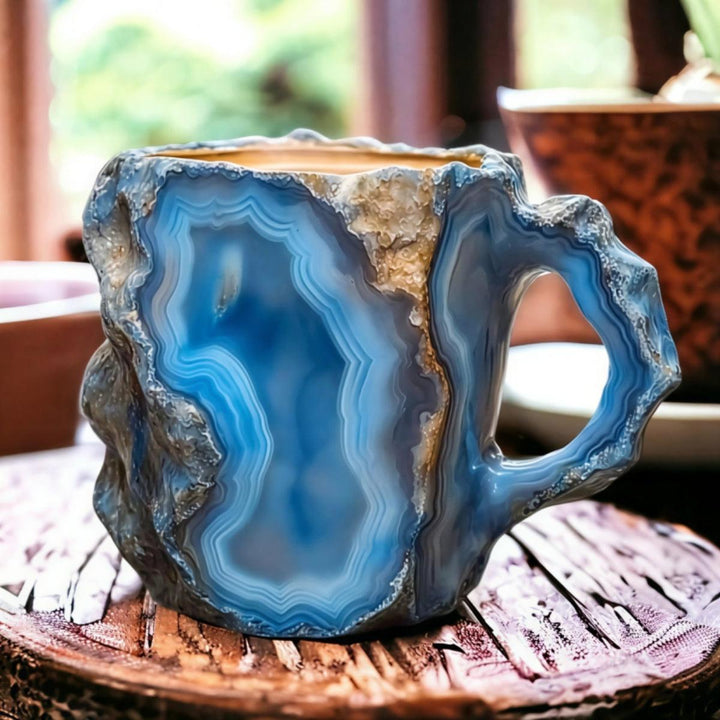 Aesthetic Crystal Styled Coffee Cup With Textured Geode Pattern