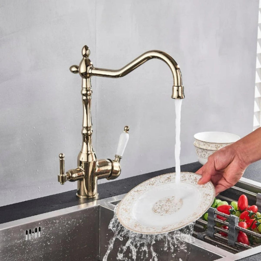 Antique Kitchen Mixer Tap With Water Filter And Swivel Spout
