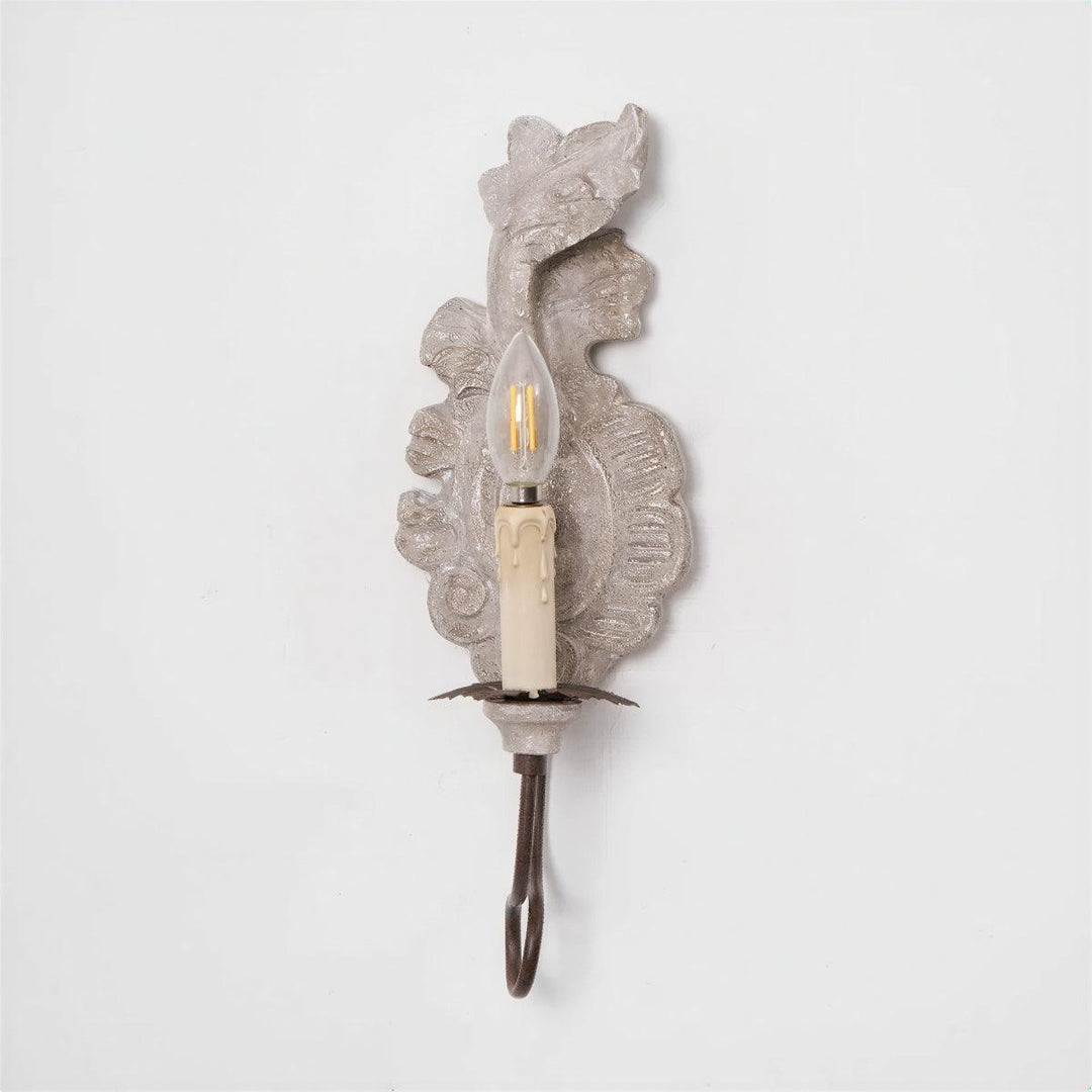 Antique Vintage Wall Sconce Light With French Inspired Candlestick