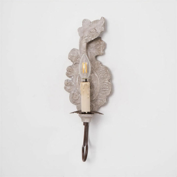 Antique Vintage Wall Sconce Light With French Inspired Candlestick