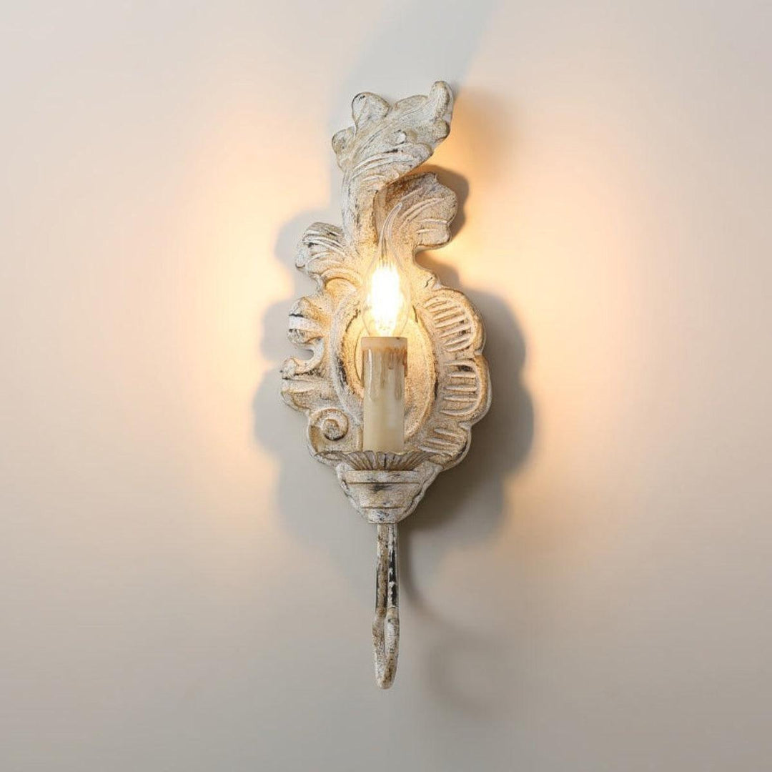 Antique Vintage Wall Sconce Light With French Inspired Candlestick