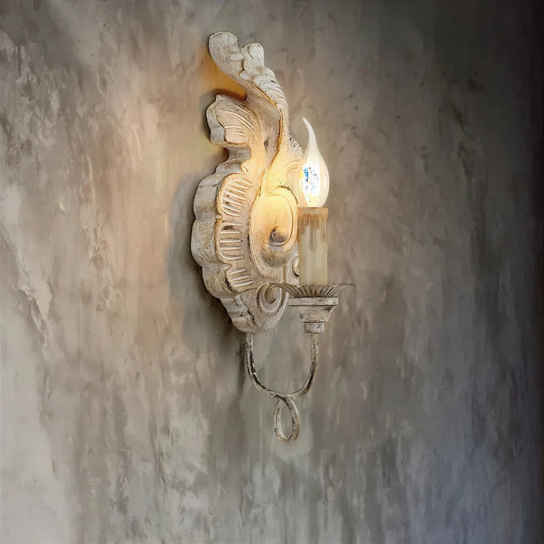 Antique Vintage Wall Sconce Light With French Inspired Candlestick