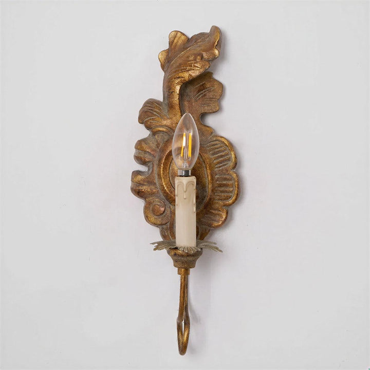 Antique Vintage Wall Sconce Light With French Inspired Candlestick