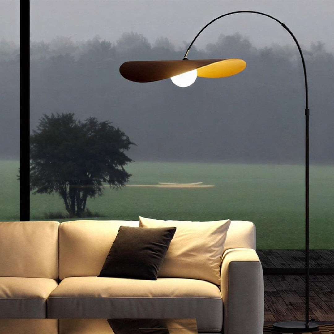 Arc Floor Lamp With Mid Century Japanese Minimalist Style