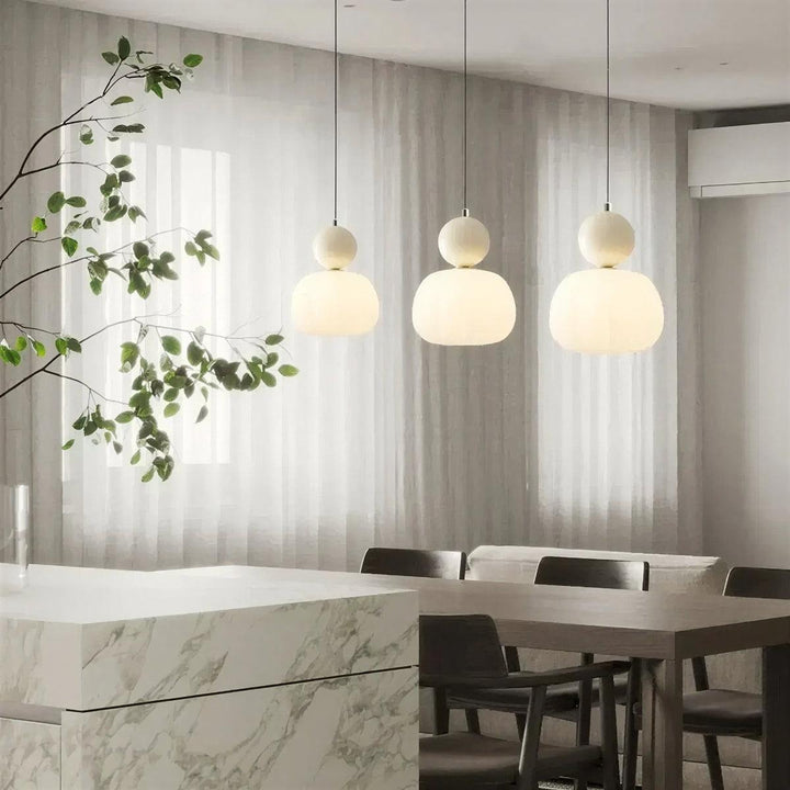 Art Deco Styled Hanging Pendant Light With Cream Coloured Shade