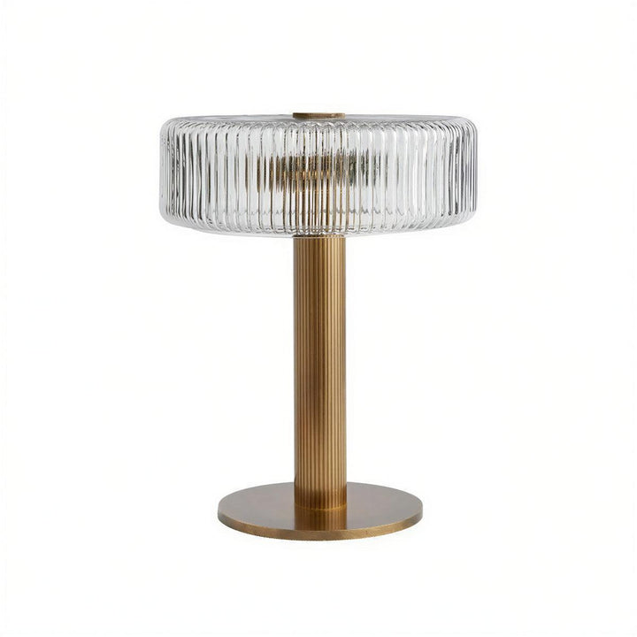 Art Deco Table Lamp With Fluted Glass Architectural Design