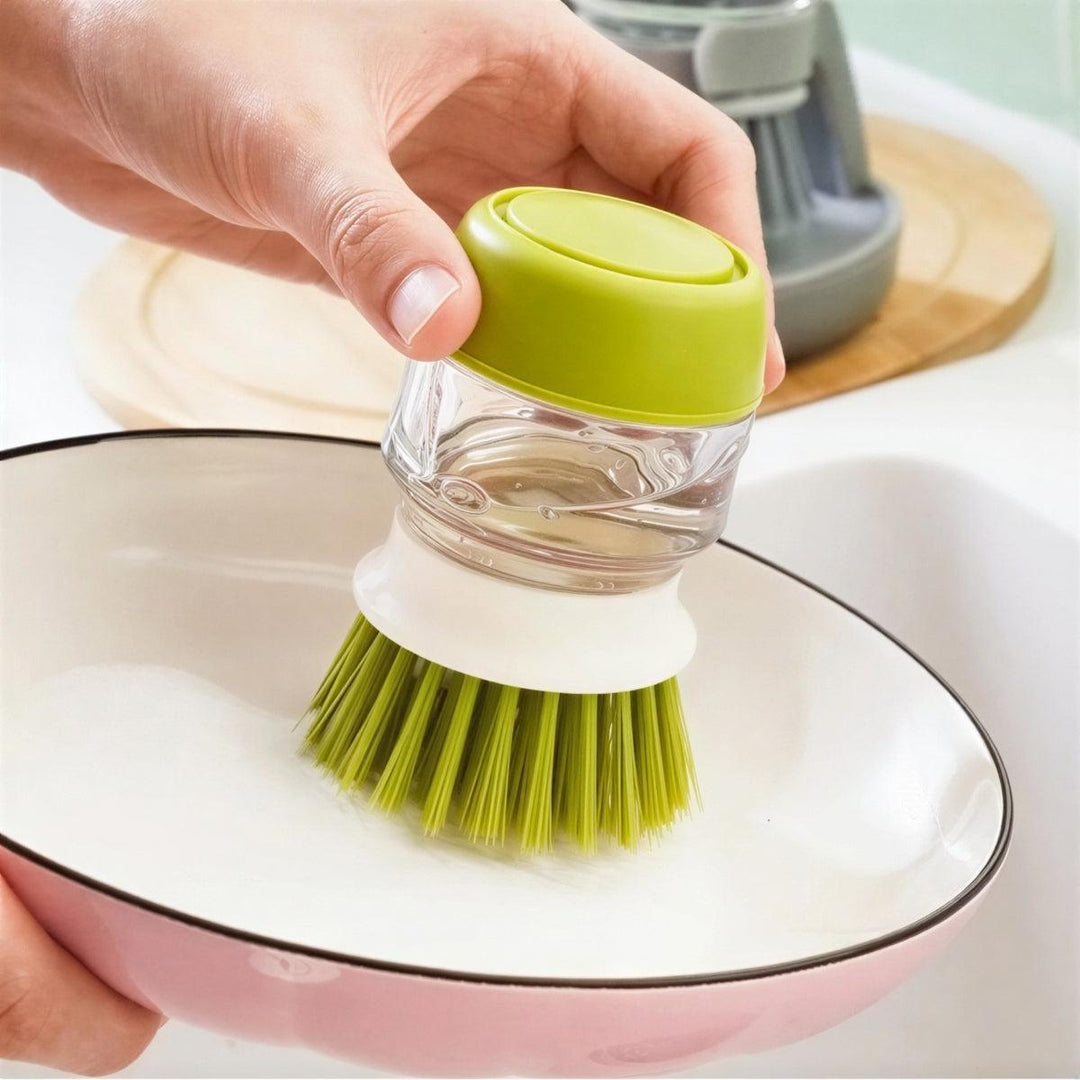 Automatic Kitchen Dishwashing Scrubber Brush With Integrated Soap Dispenser