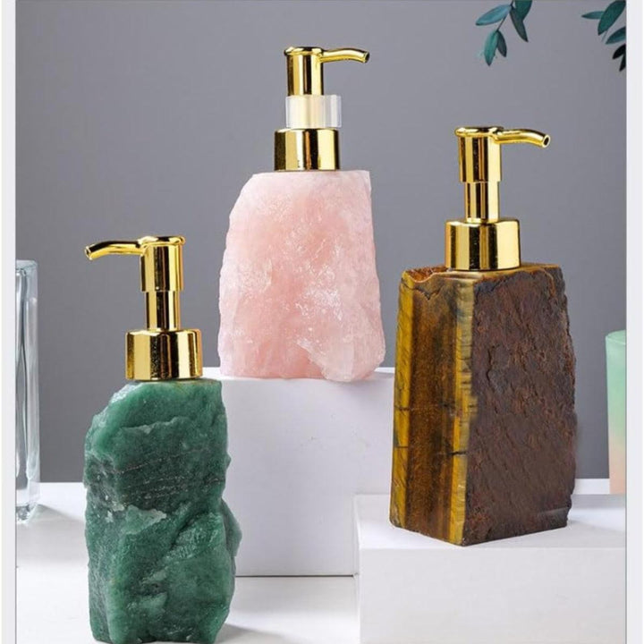 Bathroom Hand Soap Dispenser With Natural Crystal Gemstone Design