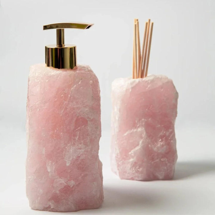 Bathroom Hand Soap Dispenser With Natural Crystal Gemstone Design