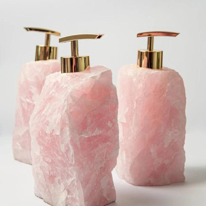 Bathroom Hand Soap Dispenser With Natural Crystal Gemstone Design