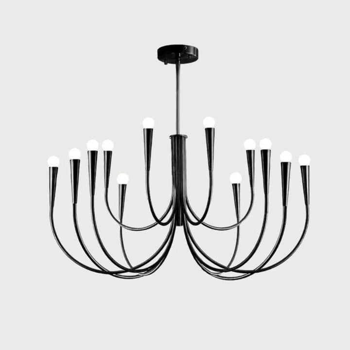Chandelier Hanging Light With Stylish Vintage Swoop Arm Curves