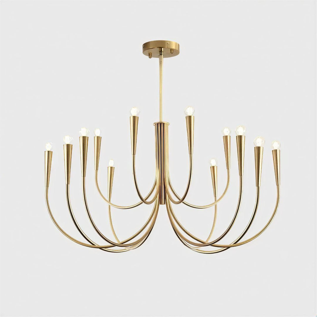 Chandelier Hanging Light With Stylish Vintage Swoop Arm Curves
