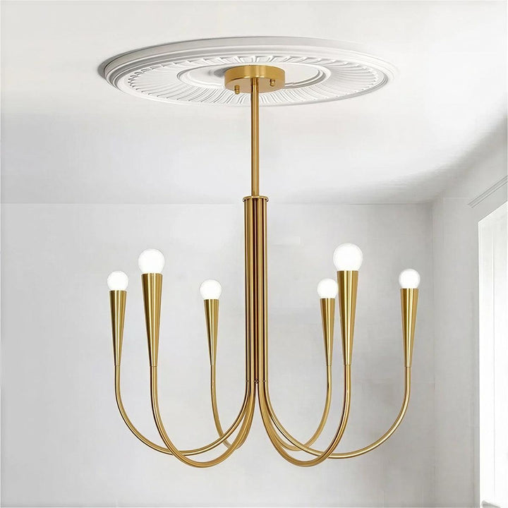 Chandelier Hanging Light With Stylish Vintage Swoop Arm Curves