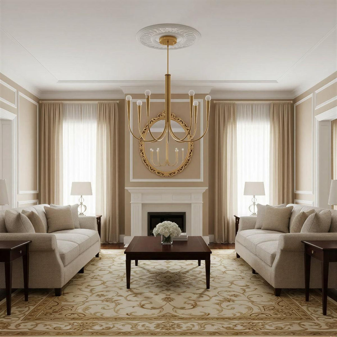 Chandelier Hanging Light With Stylish Vintage Swoop Arm Curves