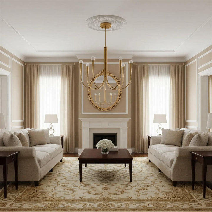 Chandelier Hanging Light With Stylish Vintage Swoop Arm Curves