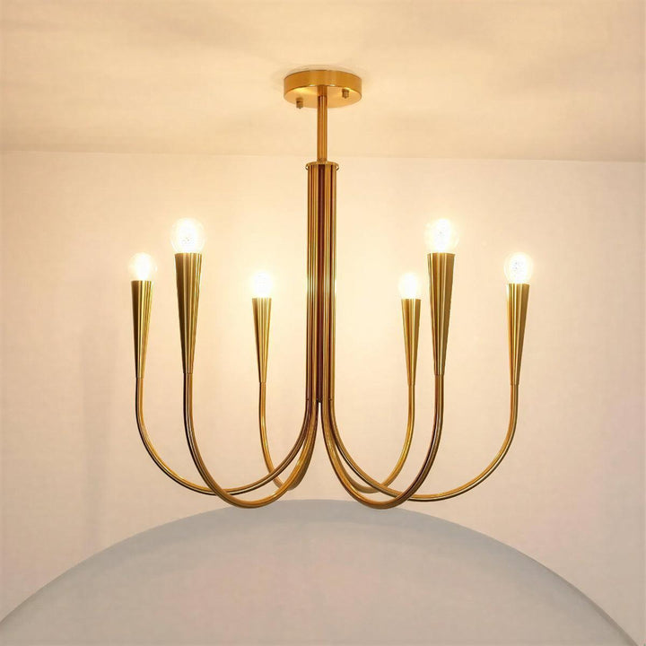 Chandelier Hanging Light With Stylish Vintage Swoop Arm Curves
