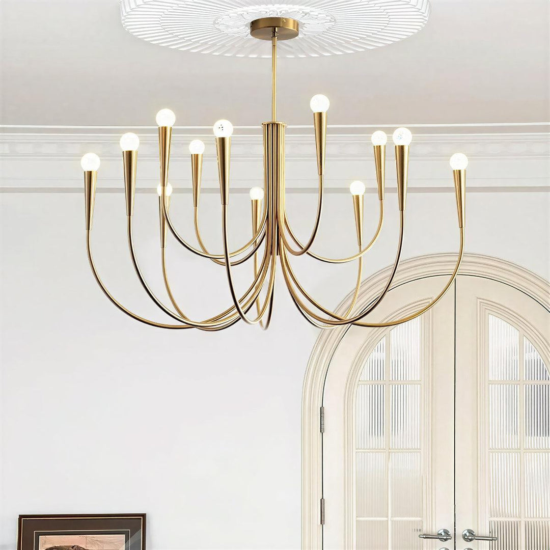 Chandelier Hanging Light With Stylish Vintage Swoop Arm Curves