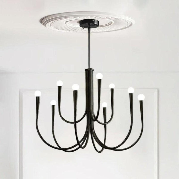 Chandelier Hanging Light With Stylish Vintage Swoop Arm Curves