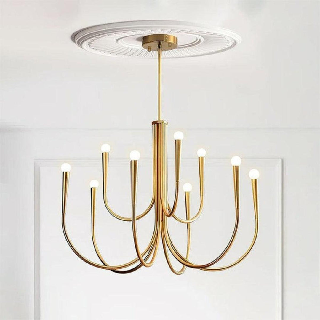 Chandelier Hanging Light With Stylish Vintage Swoop Arm Curves