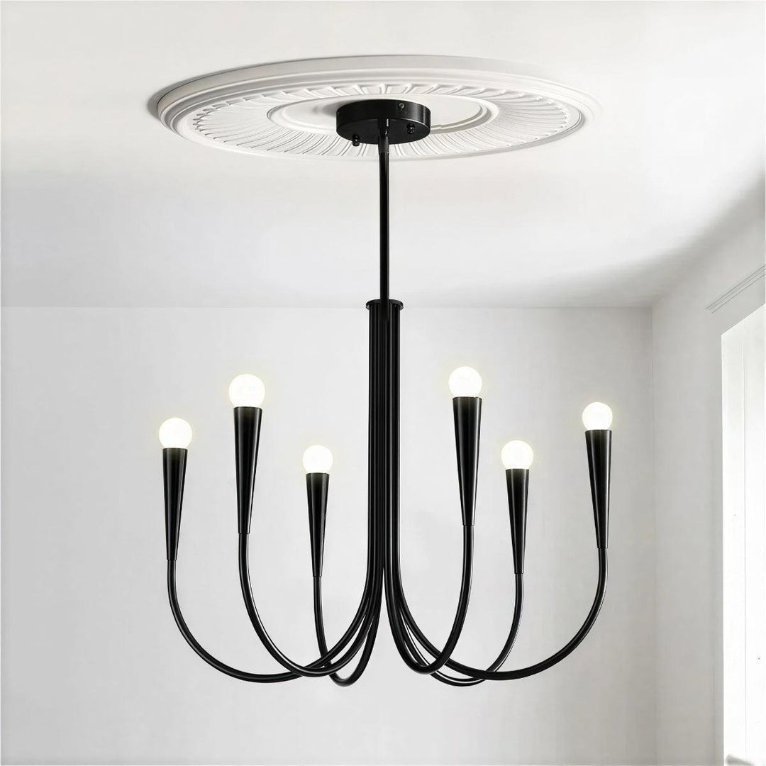 Chandelier Hanging Light With Stylish Vintage Swoop Arm Curves