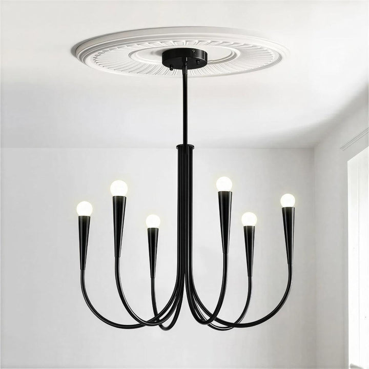 Chandelier Hanging Light With Stylish Vintage Swoop Arm Curves