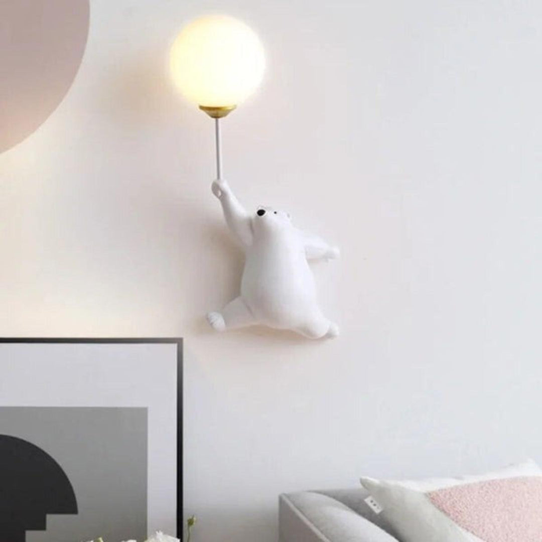 Childrens Bedside Wall Lamp Nursery Night Light With Polar Bear Design