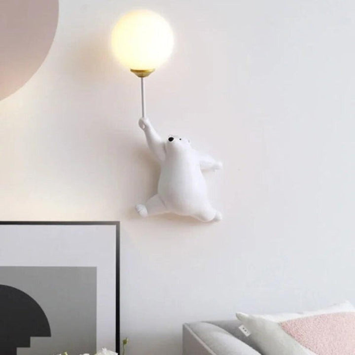 Childrens Bedside Wall Lamp Nursery Night Light With Polar Bear Design