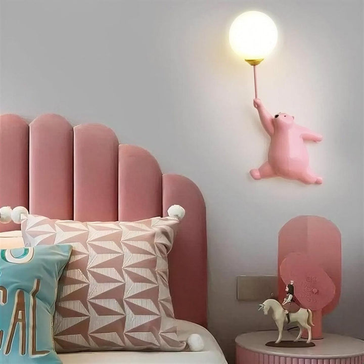 Childrens Bedside Wall Lamp Nursery Night Light With Polar Bear Design