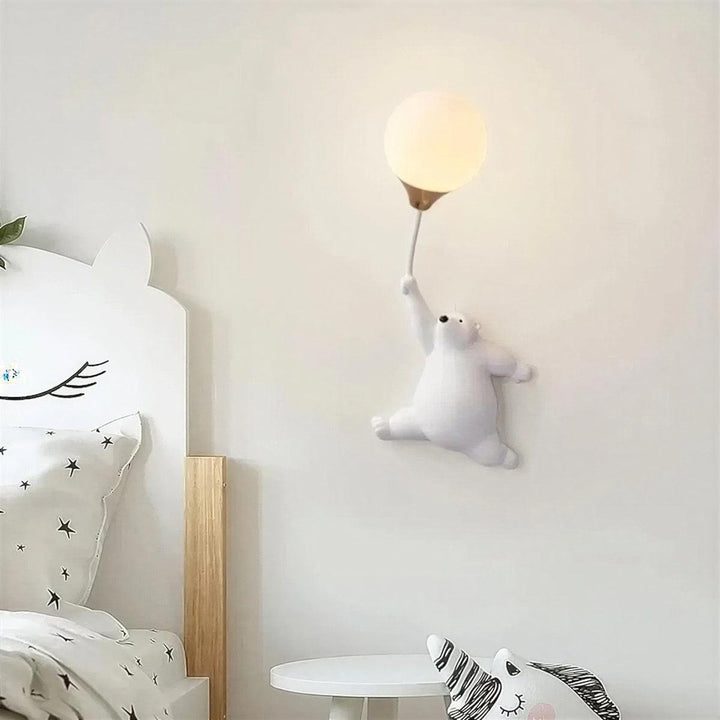 Childrens Bedside Wall Lamp Nursery Night Light With Polar Bear Design