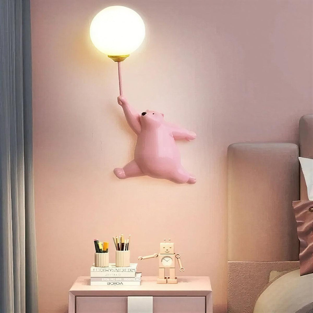 Childrens Bedside Wall Lamp Nursery Night Light With Polar Bear Design