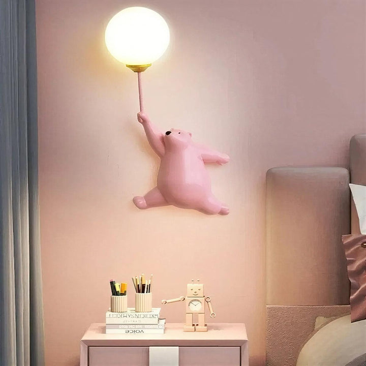 Childrens Bedside Wall Lamp Nursery Night Light With Polar Bear Design