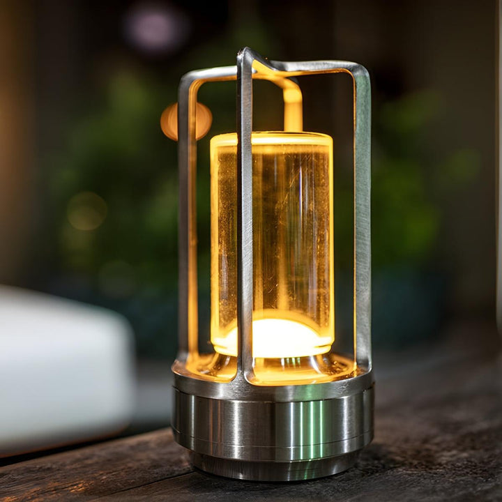 Clear Crystal Table Lamp With Rechargeable Battery And Touch Sensor