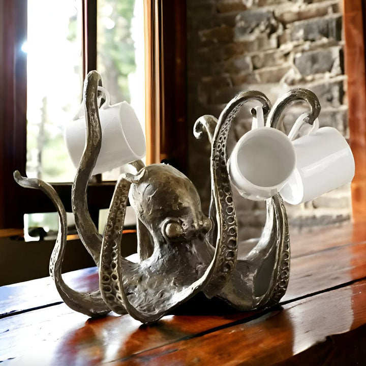 Coffee Mug Holder Tree For Kitchen Benchtop With Octopus Design