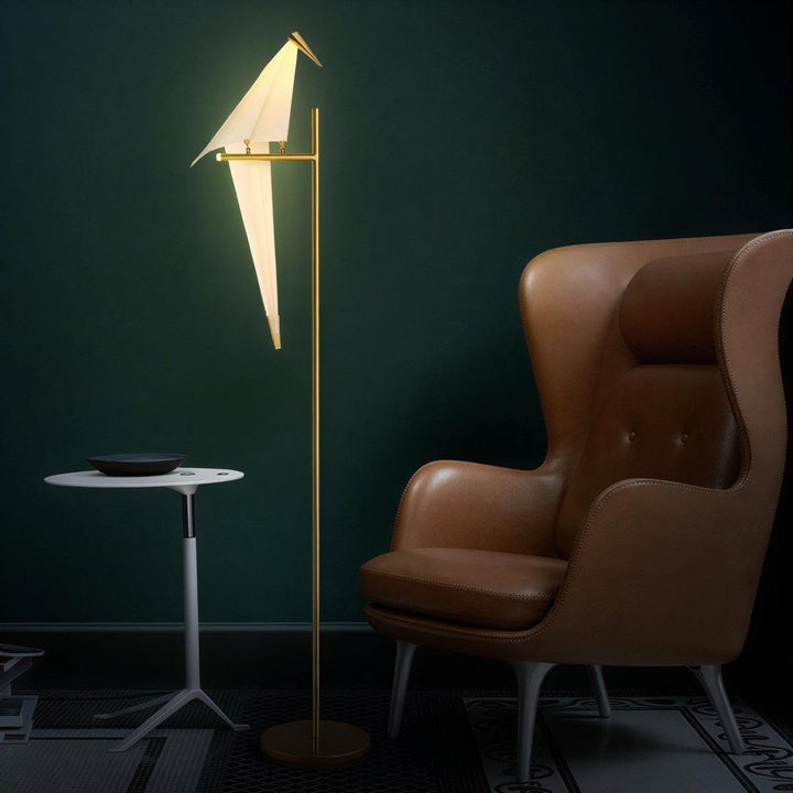 Contemporary Lamp With Magnetic Origami Bird Sculpture