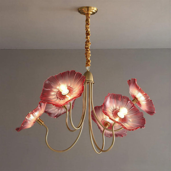 Contemporary Pendant Chandelier Light With Modern Lotus Leaf Shape