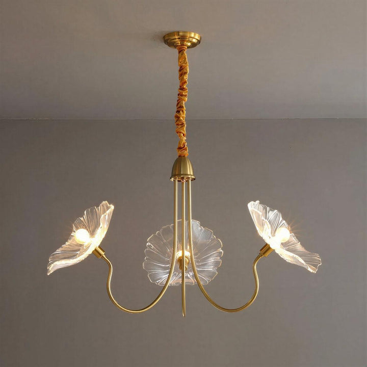 Contemporary Pendant Chandelier Light With Modern Lotus Leaf Shape