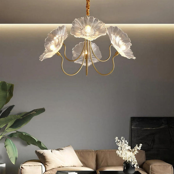 Contemporary Pendant Chandelier Light With Modern Lotus Leaf Shape