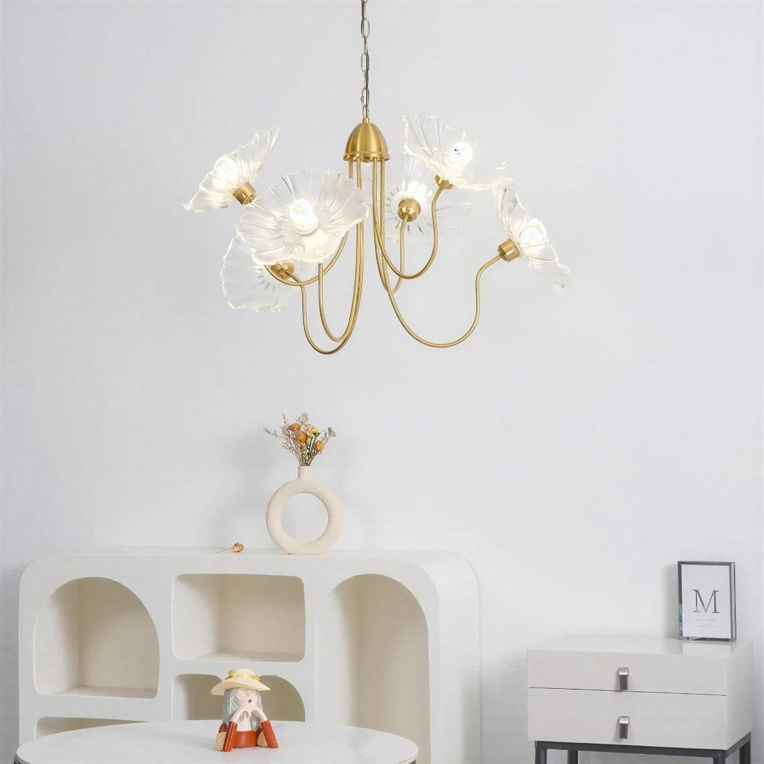 Contemporary Pendant Chandelier Light With Modern Lotus Leaf Shape