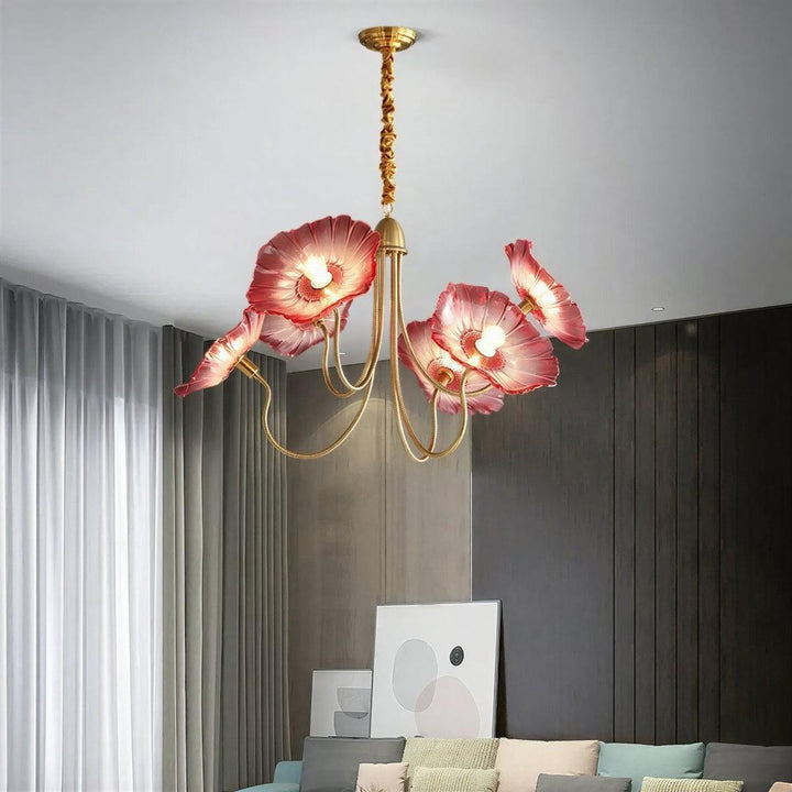 Contemporary Pendant Chandelier Light With Modern Lotus Leaf Shape