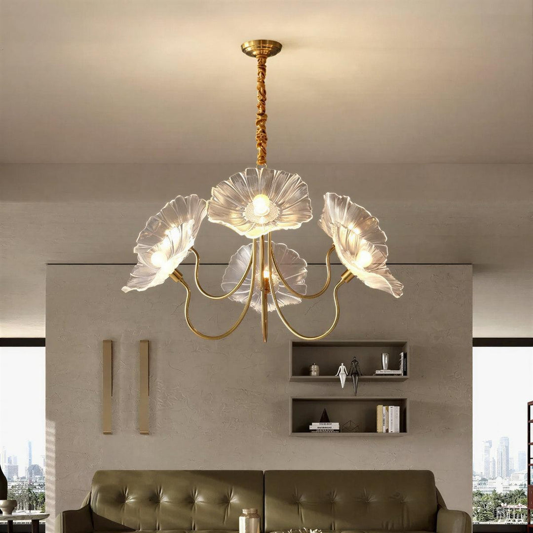 Contemporary Pendant Chandelier Light With Modern Lotus Leaf Shape