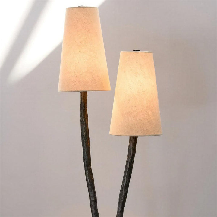 Contemporary Twin Stem Table Lamp With Shades