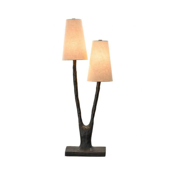 Contemporary Twin Stem Table Lamp With Shades