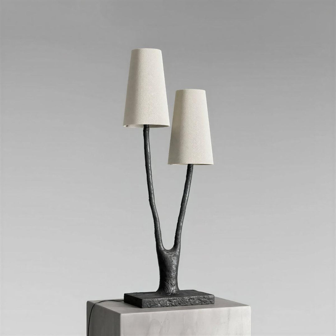 Contemporary Twin Stem Table Lamp With Shades