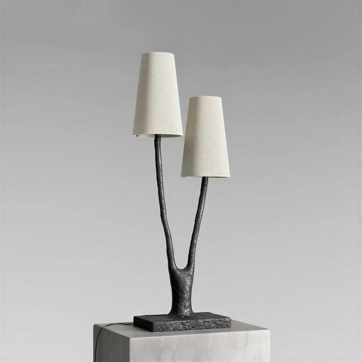 Contemporary Twin Stem Table Lamp With Shades
