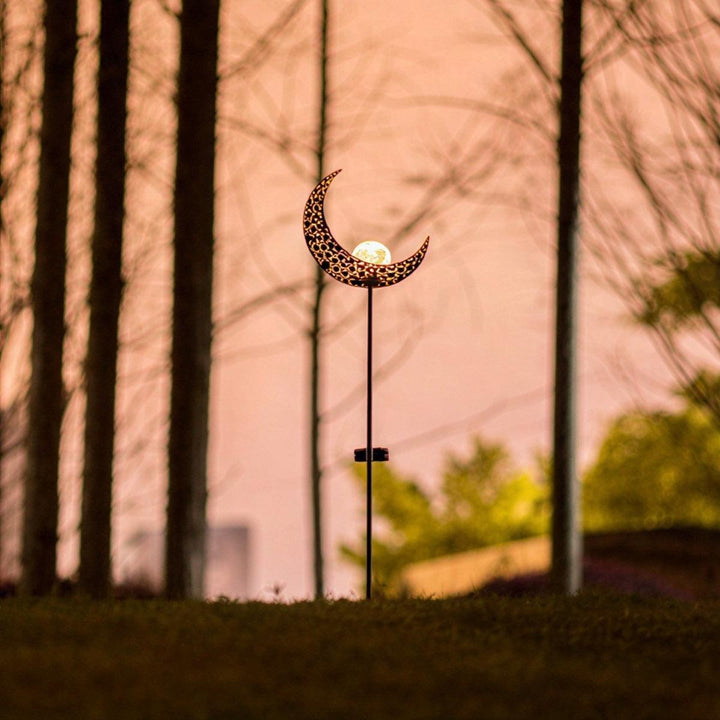 Crescent And Moon Styled Solar Garden Light For Outdoor Decor