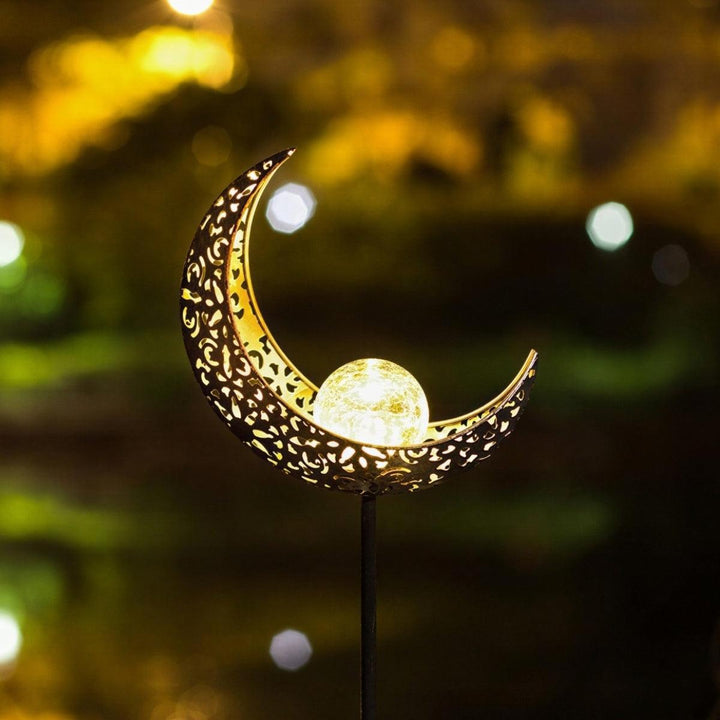 Crescent And Moon Styled Solar Garden Light For Outdoor Decor